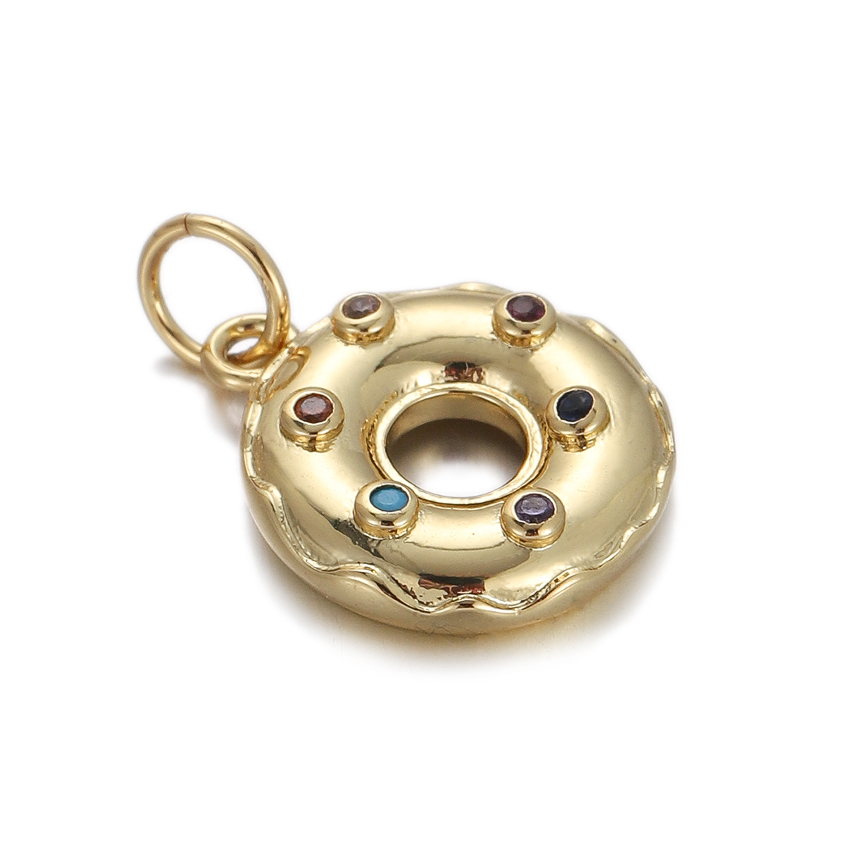 4g Weight Pendant Jewelry Making Type Gold Plated Plating Material Zircon Inlay Material 1 Piece Quantity Holiday Occasion Copper Material Donuts Pattern Women's Gender Enamel Design Simple Style Style 1 Piece Copper Zircon Gold Plated Donuts Pendant 11