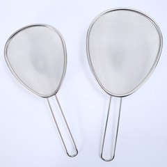 Factory direct stainless steel elliptical colander kitchen flour sieve pasta scoop deep fryer rice bean drain fruit vegetable filter mesh