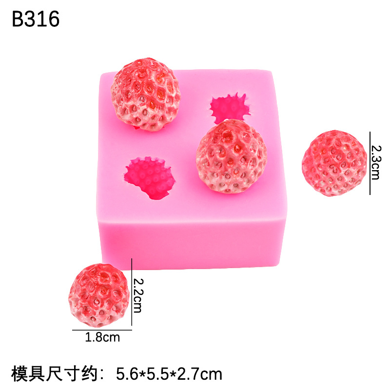 Molde de silicona de fresa tridimensional Molde de yeso