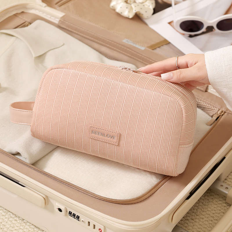 Beimei bolsa de maquillaje de gran capacidad nueva bolsa de almacenamiento de maquillaje de alto valor facial bolsa de almacenamiento de velcro de viaje bolsa de mano