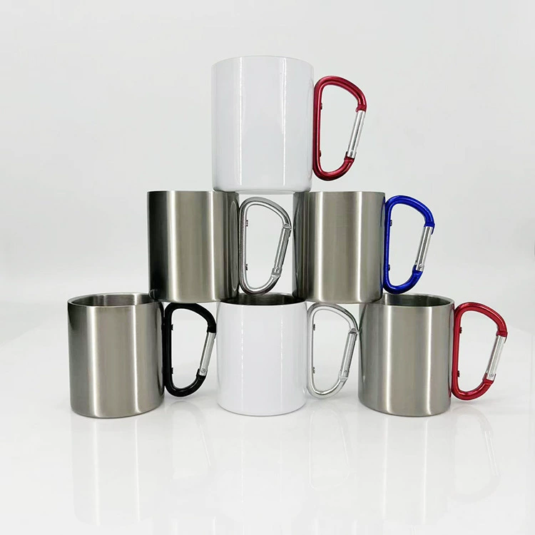 Трансграничная наружная двухслойная чашка для воды из нержавеющей стали, удобная чашка, Термотрансферная заготовка, покрытие, кружка с карабином