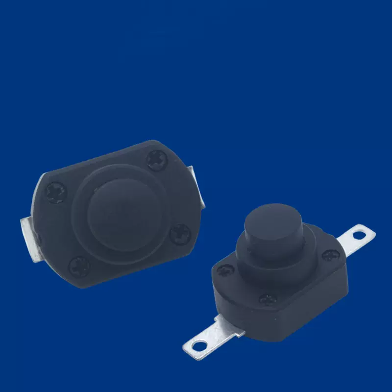 13x18大电流按钮开关 两弯脚自锁手电筒开关 平脚点通无锁开关
