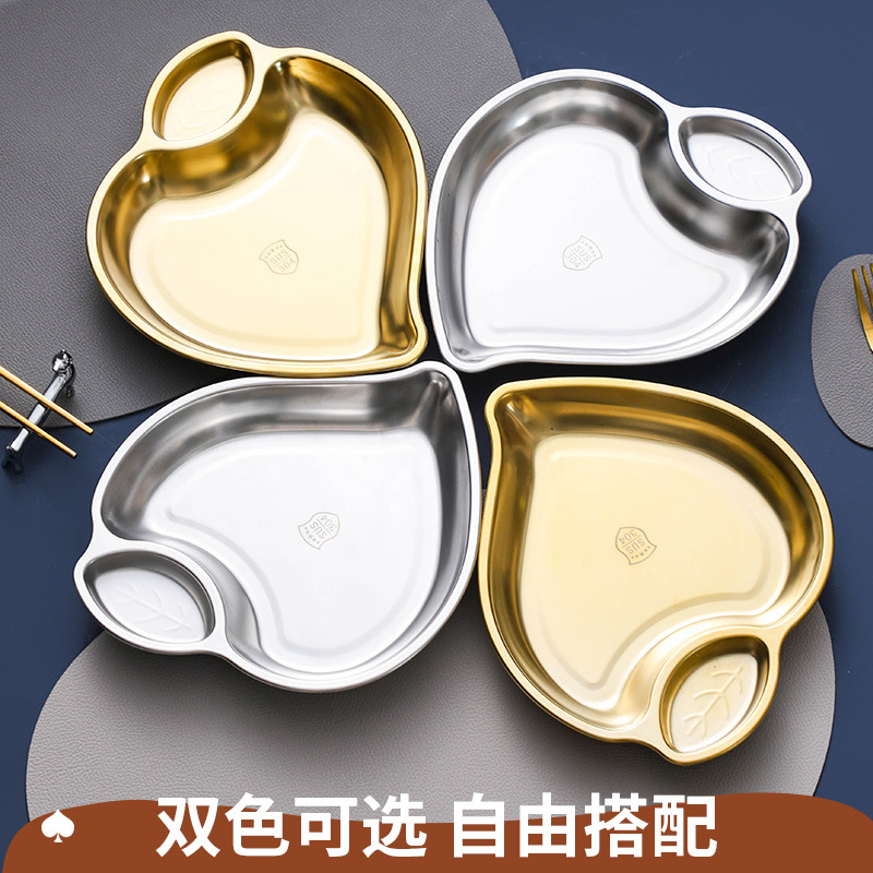 创意家用304不锈钢韩式烧烤肠粉盘苹果桃型盘芒果盘月亮饺子拼盘