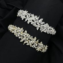 跨境批发新款欧美锆石新娘皇冠头饰金属电镀韩版带钻王冠婚礼发饰