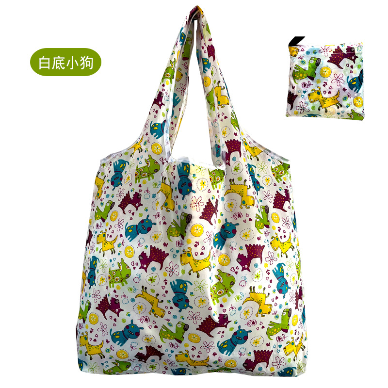 En stock pelo rápido Grande 190T tela de flores bolsa de compras Portátil Bolsa de poliéster bolsa plegable al por mayor bolsa de regalo publicitario
