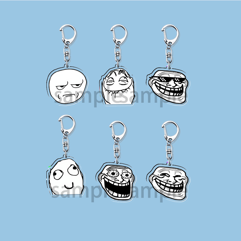 Stone Face Peripheral Acrylic Keychain Creative Spoof Sand Sculpture Pet School Bag Pendant Gift Funny Prank
