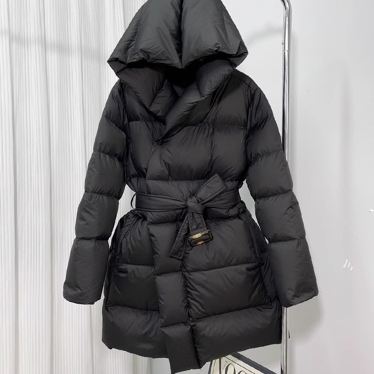 Cross-Border 90 White Duck down Waist-Cinching Puffer Light down Jacket for Women 2025 New Winter Mid-Length Thick Coat European and American Style