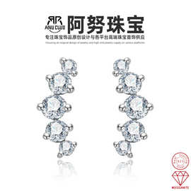 轻奢简约微笑莫桑纯银耳钉时尚百搭耳饰小红书东南亚直播跨境批发