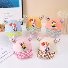 兒童小松鼠鴨舌帽春秋遮陽童帽新款男女童棒球帽可愛萌寶帽子批發