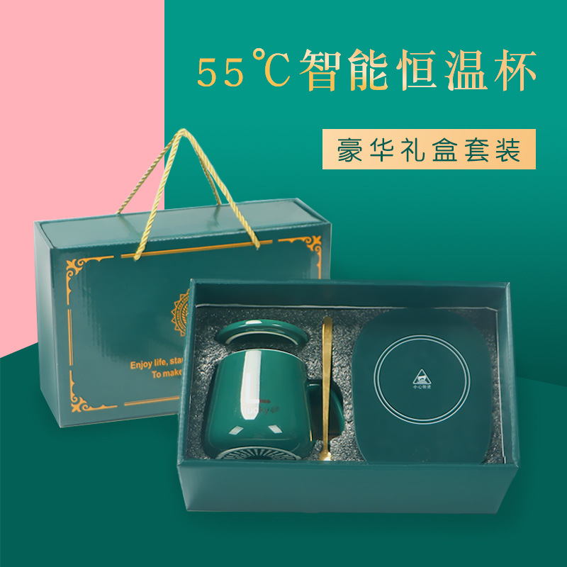 Conjunto de taza de temperatura constante verde oscuro