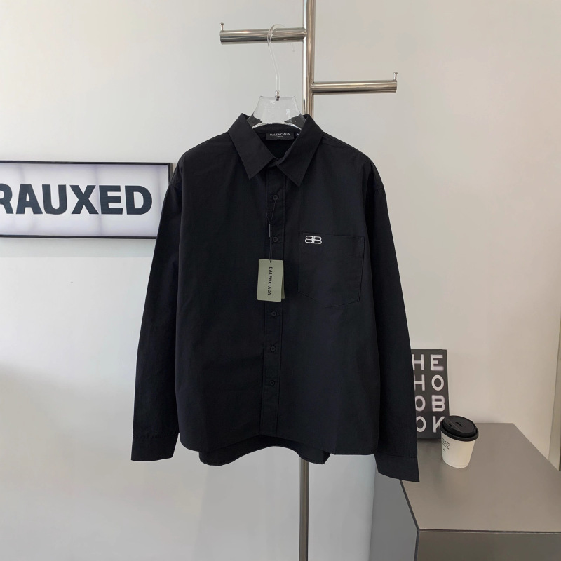 外贸巴黎b家秋冬新款 重工刺绣印花长袖衬衫男女款一件代发|undefined