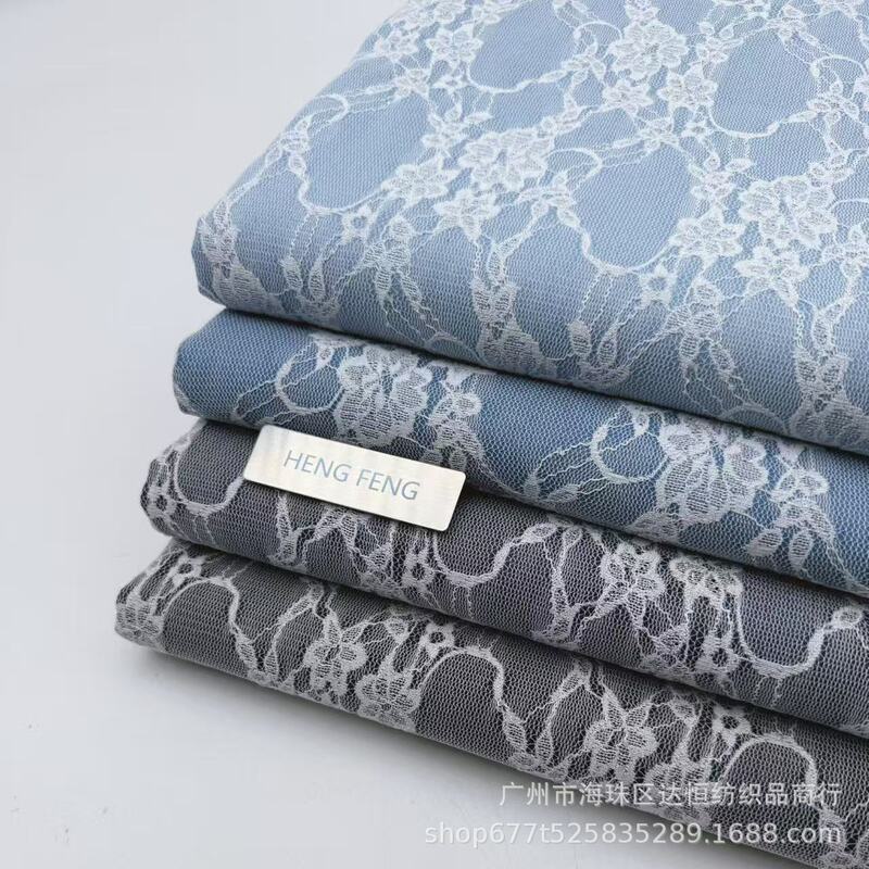 Korean Style Floral Linear Lace Denim Washed Fabric Pants Skirt Jacket Clothing Luggage Fabric Manufacturer Wholesale