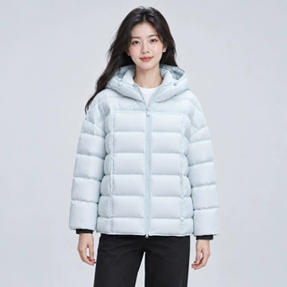 平湖驰新90绒新国标女式连帽新款羽绒服加厚短款舒适保暖时尚外套