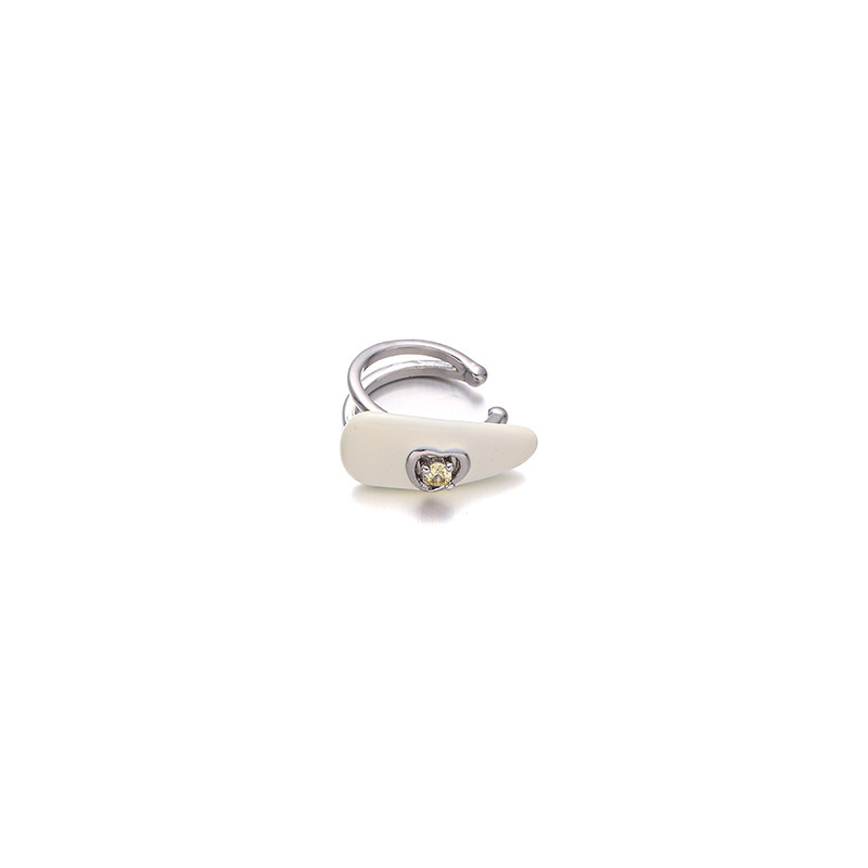 Japón y Corea del Sur dopamina color esmalte frío nicho de diseño original amor incrustado zircon diseño sin agujeros de orejas clip de hueso de orejas