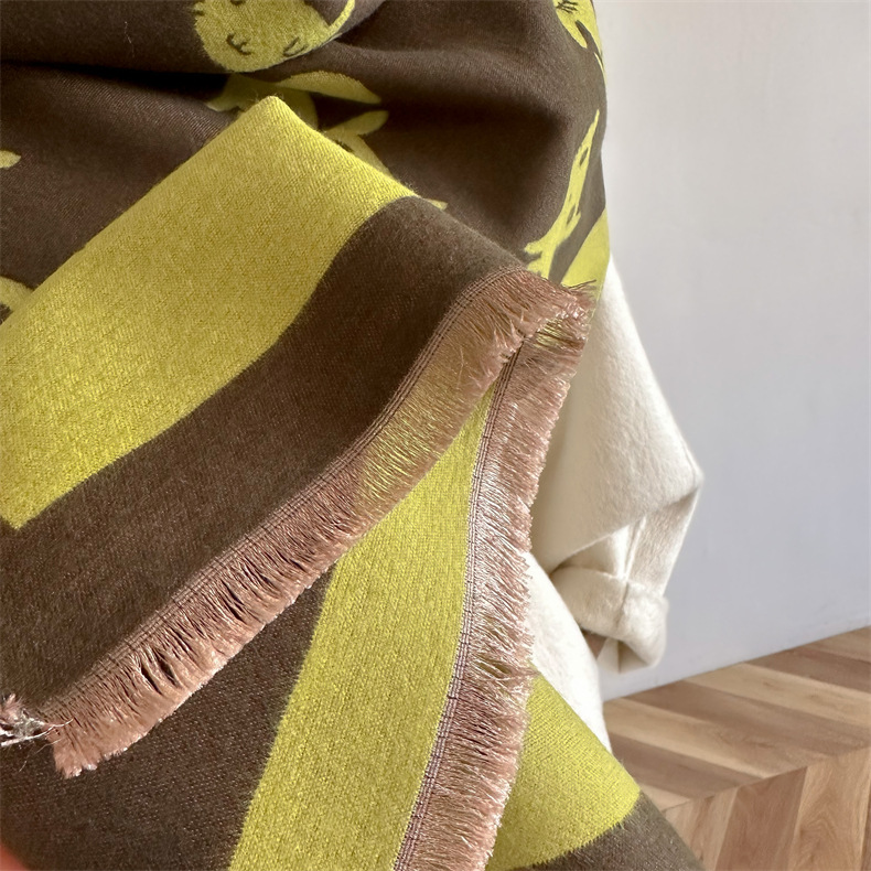 Scialle invernale lungo in jacquard double face con aria condizionata e caldo, in imitazione cashmere, sciarpa personalizzata alla moda per donna_voghion.com