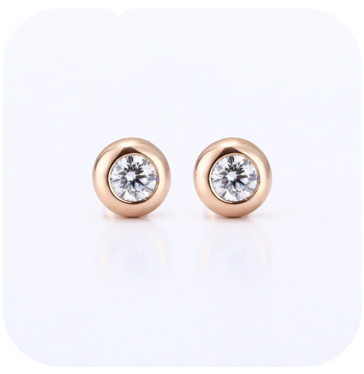 Rhinestones Inlay Material Ear Studs Classification 1 Pair Rose Gold Plated White Gold Plated 925 Sterling Silver Rhinestones Round Ear Studs