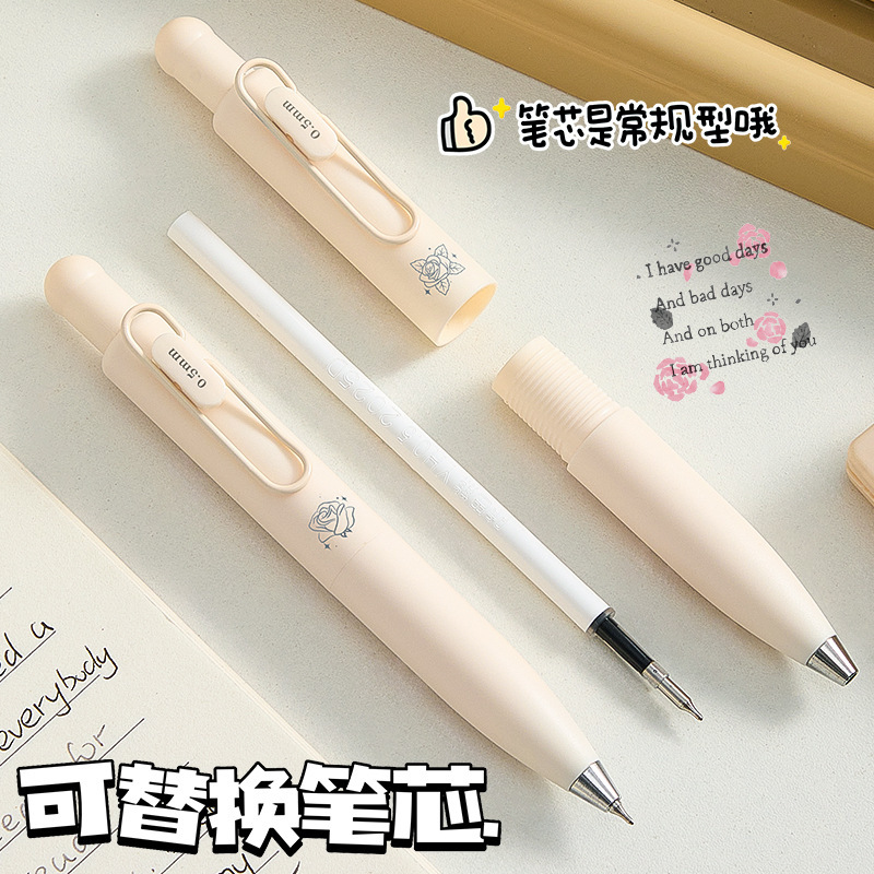 咔巴熊小胖丁按动中性笔大容量学生用CS头刷题笔山茶花考试中性笔|undefined