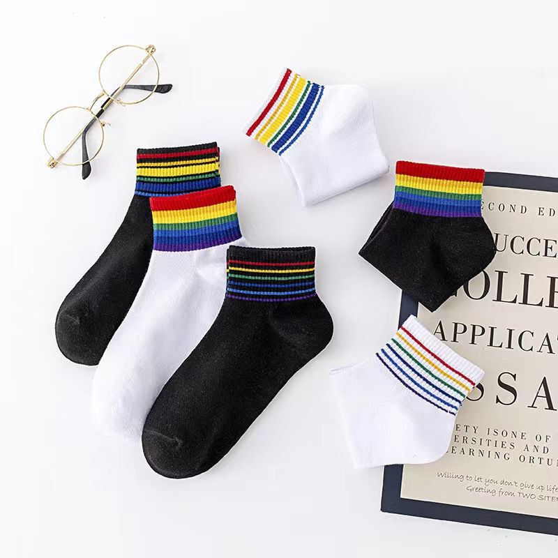 200 Needle Socks for Women Spring and Summer Popular Women's Rainbow Socks Sports Casual Striped Shallow Mouth Short Socks Trendy Socks Wholesale 200 Needle Socks for Women Spring and Summer Popular Women's Rainbow Socks Sports Casual Striped Shallow Mouth Short Socks Trendy Socks Wholesale
