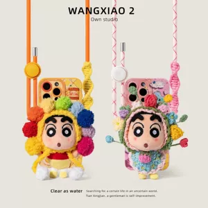 WANGXIAO 2 Orijinal Crayon Shin-chan Yumşaq Oyuncaq Telefon Arxa Klip Çapraz Bədən Yumşaq Oyuncaq Telefon Zənciri Kulon Bəzək