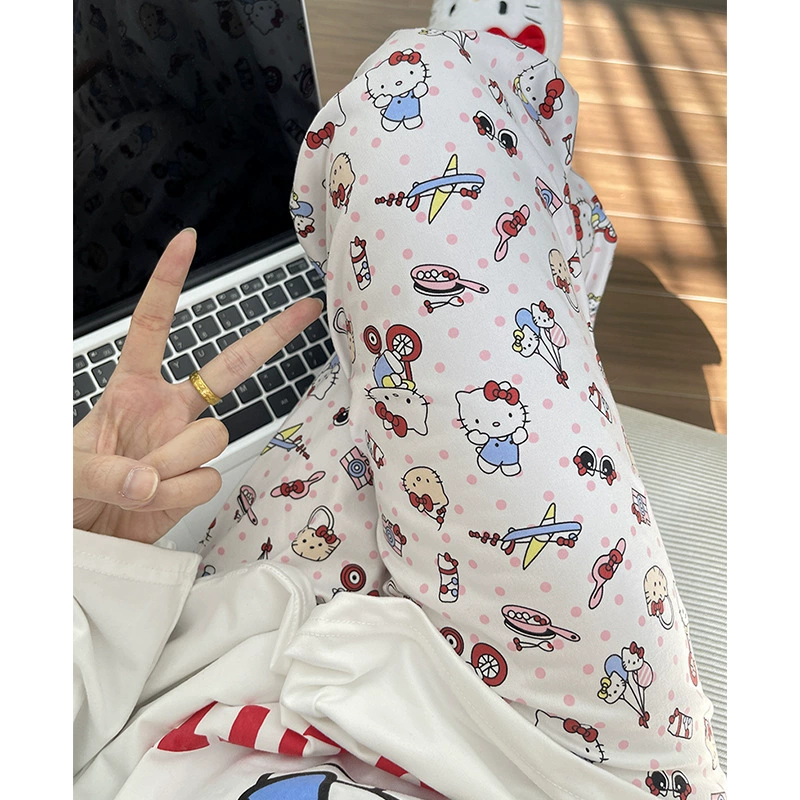 Hello Kitty изогнутые пижамы женские весенние и осенние новые nins японские студенты дома свободные повседневные брюки носить летом