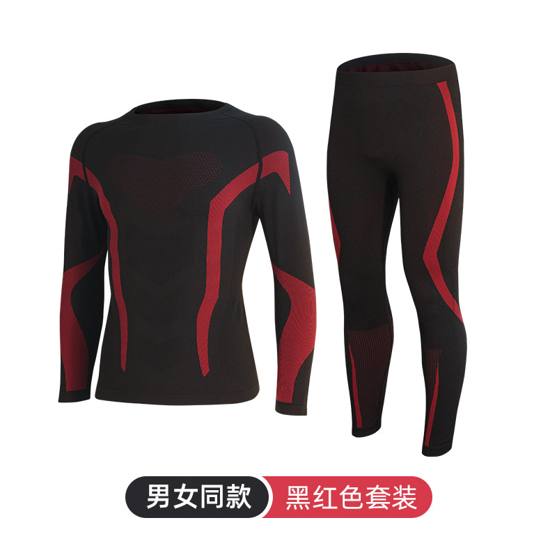 秋冬スキー速乾衣親子スーツ男女が底を打って身を縮めて服を圧縮してアウトドアスポーツの保温下着に乗ります。