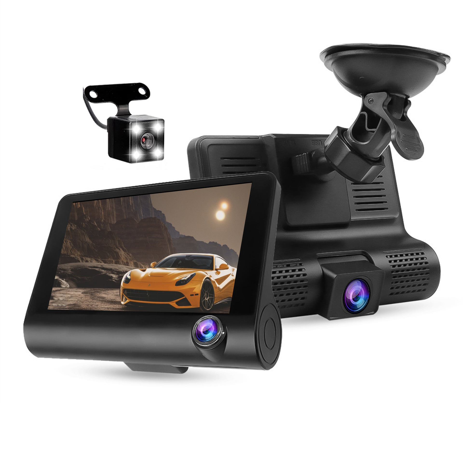 Triple Lens Dash Cam Front Inside Rear Recording 1296P Wide Angle (Driving recorder) - triple-recording-front-interior-rear