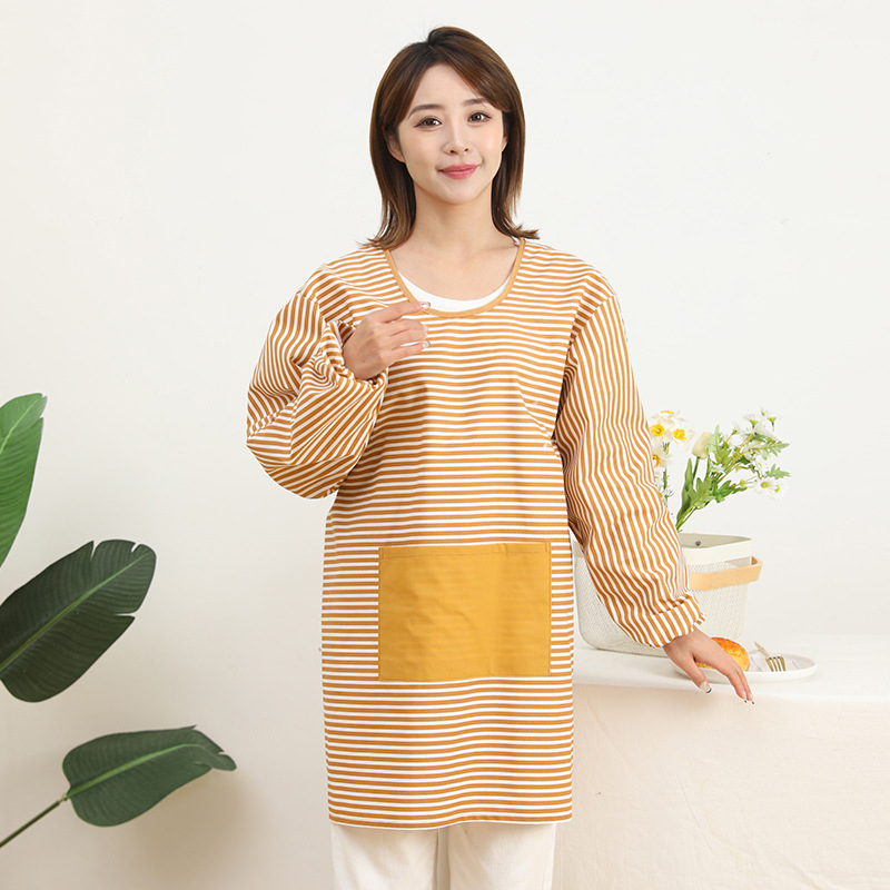 Cocina casera de estilo coreano delantal de cocina de manga larga de las mujeres lindas de alta gama ropa de trabajo antiincrustante para el trabajo y la restauración de la cintura