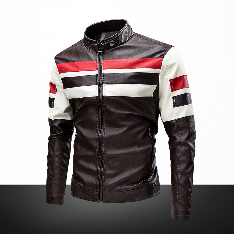 comercio exterior transfronterizo chaqueta de cuero de cuello vertical chaqueta de locomotora de cuero pu primavera y otoño chaqueta de cuero casual delgada chaqueta