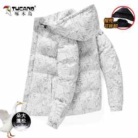 啄木鸟2025冬季新款可拆卸帽棉衣男加厚保暖棉袄子羽绒棉服外套男