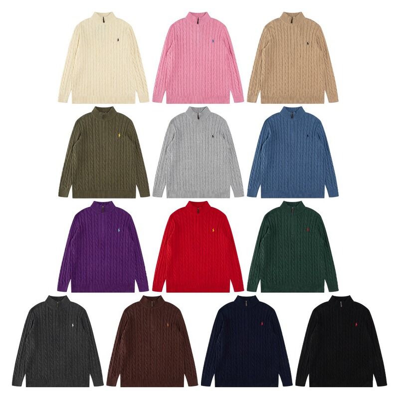 2025Ss Cross-Border Foreign Trade Men's Polo Sweater with Small Horse Logo, Half-Zip Cable Knit Casual Sweater, Dropshipping 2025Ss Cross-Border Foreign Trade Men's Polo Sweater with Small Horse Logo, Half-Zip Cable Knit Casual Sweater, Dropshipping