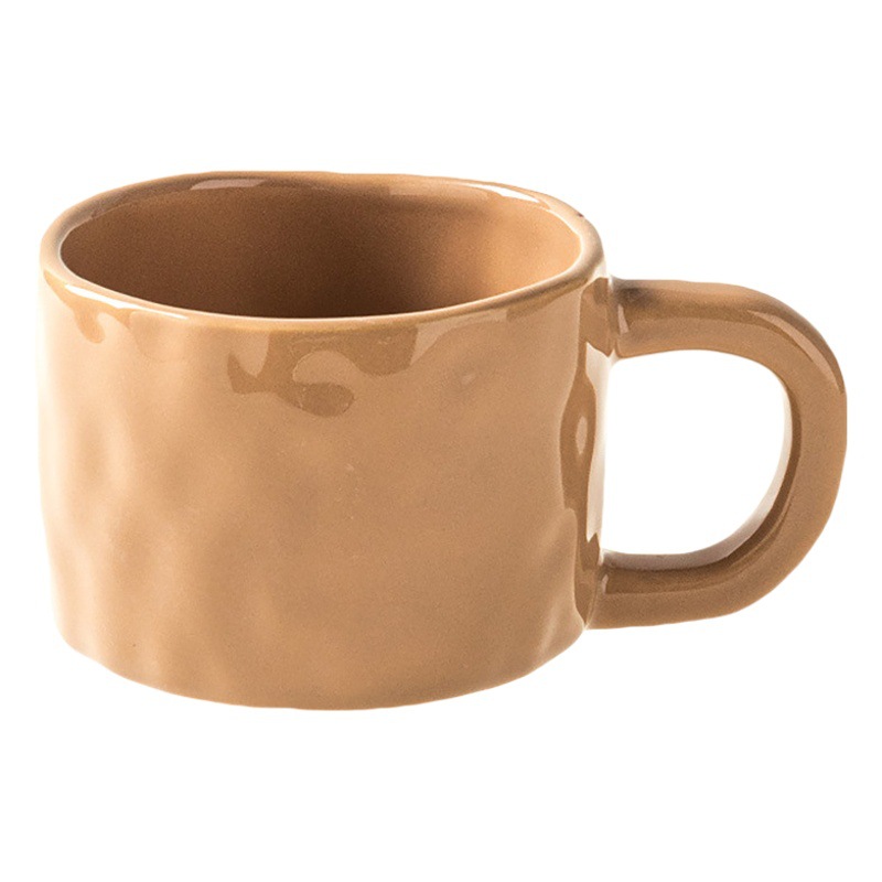 Taza de color caramelo de alta color martillo patrón vintage Taza de cerámica taza de leche hogar taza de agua nórdica ligeramente defecto