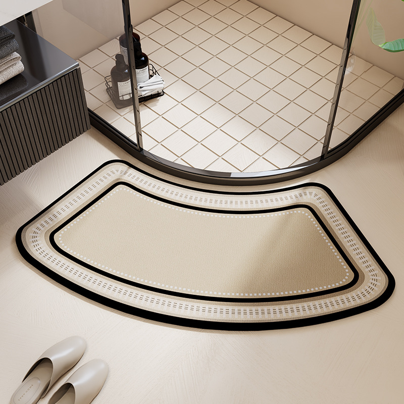 Muji Curved Bathroom Floor Mat Fan-Shaped Diatom Mud Absorbent Foot Mat Toilet Shower Room Door Arc Anti-Slip