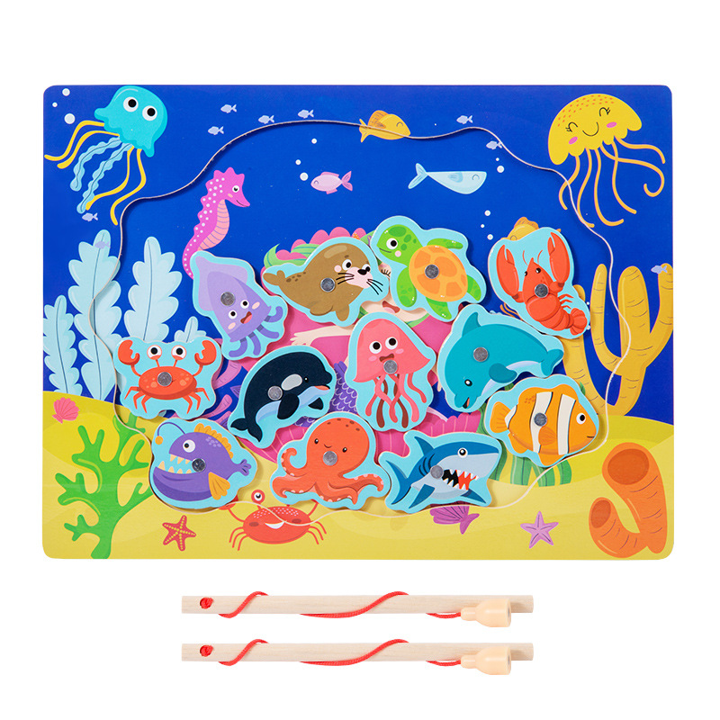 Juegos de pesca magnética divertidos juguetes multi-estilo tema marino para bebés puzzle educación temprana iluminación cognitiva