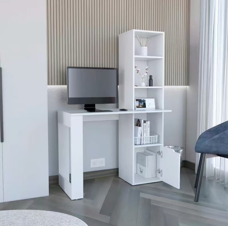 Cross-Border Workstation Computer Home Office Desk Wall-Mounted Office Furniture with Bookshelf