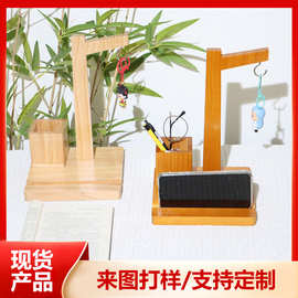 新品木质办公桌面收纳架笔筒收纳置物架带手机支架桌面笔筒钥匙架