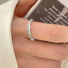 Coastal Line Ring for Women - Lightweight Luxury, Unconventional Design, Basic Style, Irregular Mint Color Texture Ring