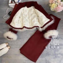 小香风羽绒服套装女冬季新款狐狸毛中式羊毛短外套长裙两件套