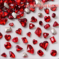 新年大红色美甲饰品尖底水晶玻璃异形钻歪心爱心指甲钻石批发饰品