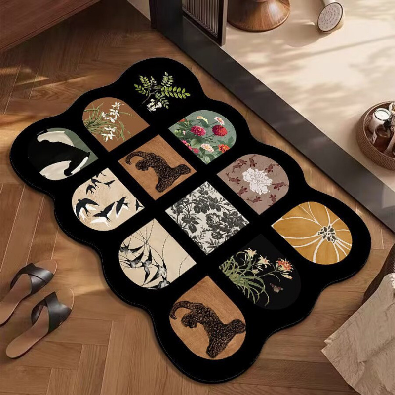 Retro High-End Bathroom Diatomaceous Earth Floor Mat, Water-Absorbent Non-Slip Foot Mat for Bathroom, Quick-Drying Soft Mat for Toilet and Sink Area Retro High-End Bathroom Diatomaceous Earth Floor Mat, Water-Absorbent Non-Slip Foot Mat for Bathroom, Quick-Drying Soft Mat for Toilet and Sink Area