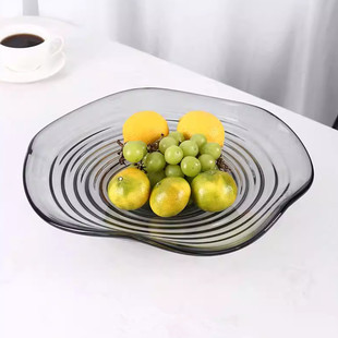 Minimalist Corrugated Glass Fruit Plate Ornaments Modern Light Luxury Designer Sales Office Living Room Coffee Table Storage Decorations