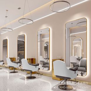 Internet Celebrous Barber Shop Mirror Simple Hairdressing Shop Mirror Hair Salon Hair Cutting Special led Wall Hanging Single Side Fashionable Style with Light
