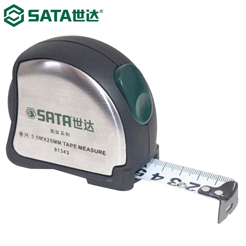 世达（SATA）91343 卷尺5.5米钢米尺不锈钢凯钛系列5.5Mx25MM