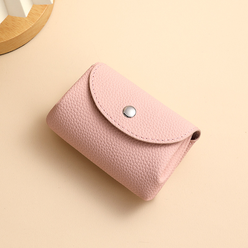 Japón y Corea del Sur creativo pu lichi piel billetera corta monedas lindas billetera de cambio doble capa pu mini billetera para mujeres