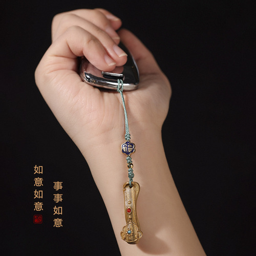 Green Sandalwood Barbie Sandalwood Creative Retro Style Small Zitan Ruyi Phone Pendant Bag Beauty Bag Hook Ornament