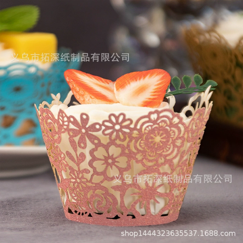 Европейский стиль узор Лазерная полая упаковка для выпечки Цветочные кластеры кекс край DIY торт Mafin чашка