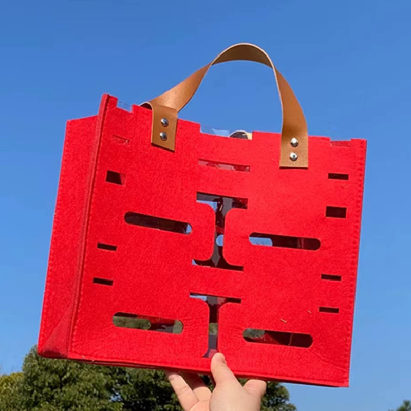 结婚手提袋毛毡袋喜糖盒婚礼回礼手提糖果中式婚庆新娘包喜字包