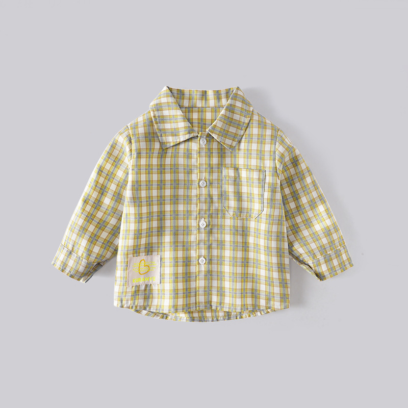 New Spring/Autumn Style Boys' Pure Cotton Shirt, Casual Colorful Plaid Long-Sleeved Top, Collared Undershirt, Baby Boy's Shirt