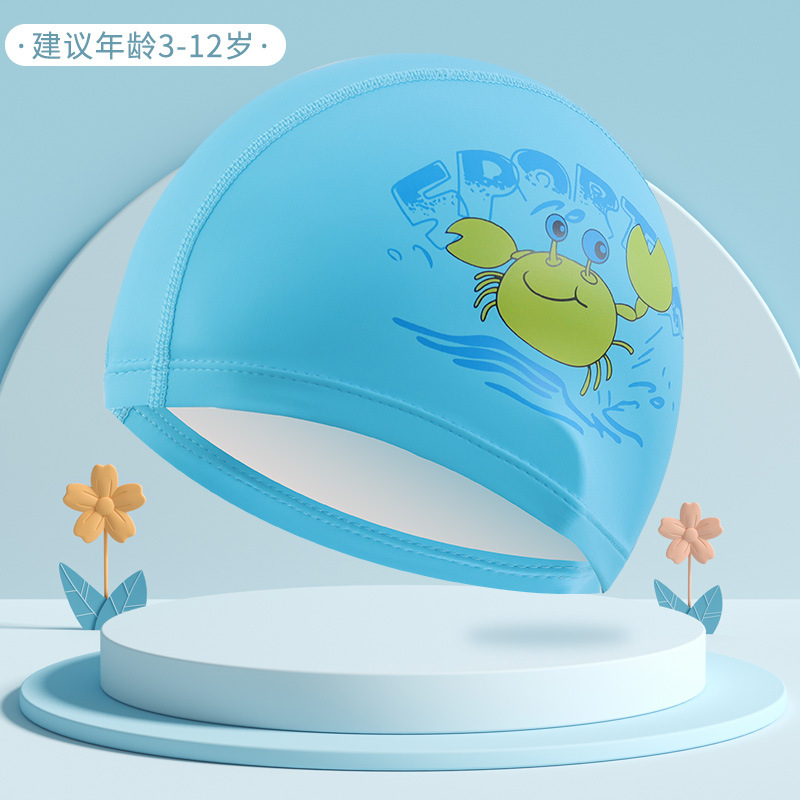Gorro de natación para niños de dibujos animados lindo de estilo explosivo, protección auditiva impermeable cómoda, equipo de natación sin cabeza, gorro de natación profesional al por mayor