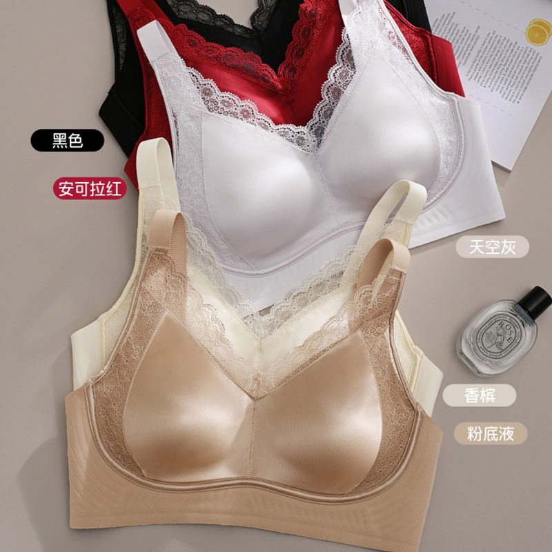 High-Quality Satin Bra for Large Busts, Minimizes Appearance, Wireless, Comfortable Lift, Gathers and Supports, Four-Row Hook-And-Eye Adjustable Bra for Women