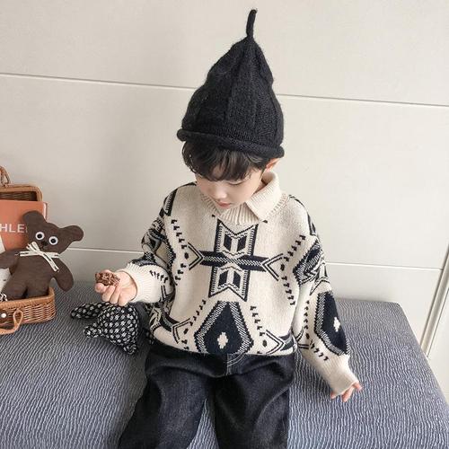 Men's Hooded Sweater Winter New Warm Fashion Cool Baby Children Knit Wool Sweater Trend